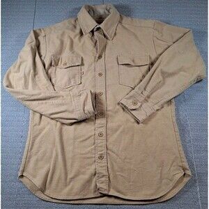 Vtg Mens Sunbuster Flannel Chamois Shirt Yellowish Tan Workwear Oudoors
